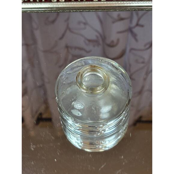 Vintage Ink Bottle, Glass Round Small Ribbed - Picture 3 of 5